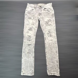 FWRD Denim Jeans Men’s 29x32 Grey Acid Wash Distressed Ripped Biker Moto Stretch